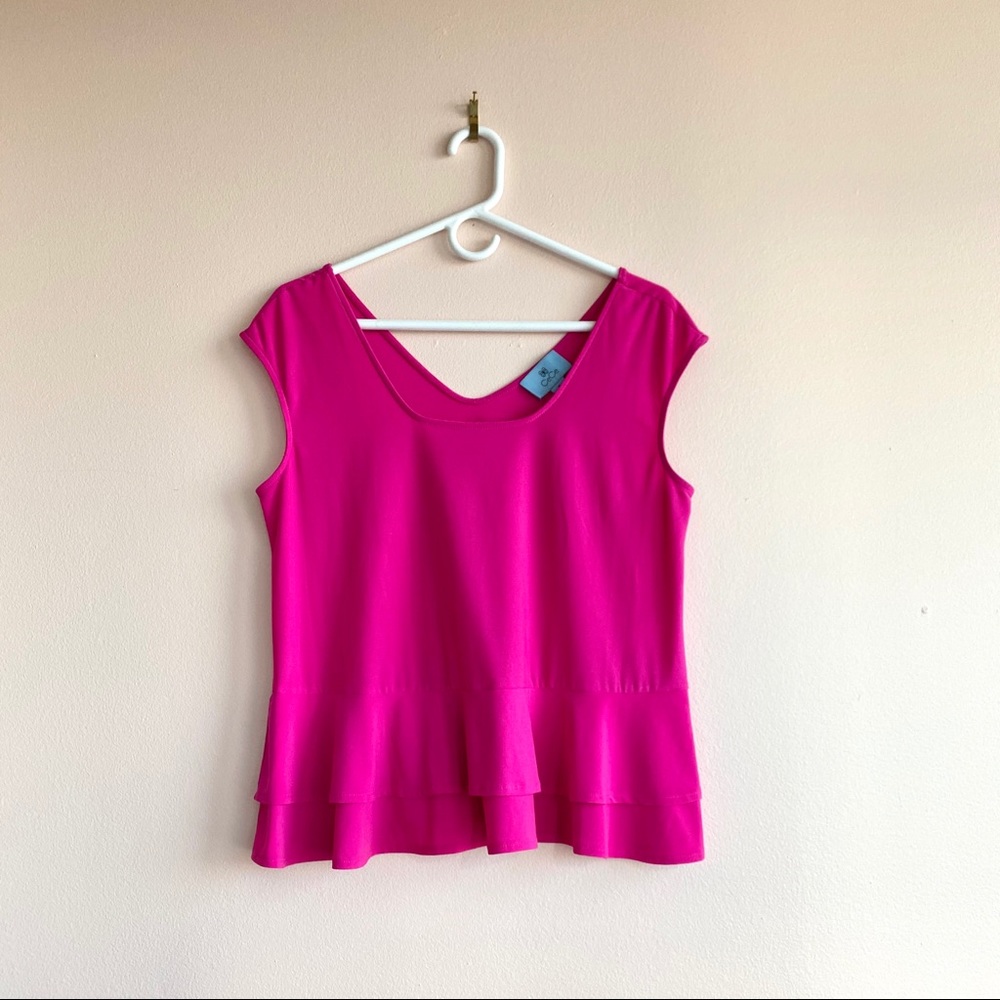 CeCe Pink Sleeveless Top with Ruffle Hem